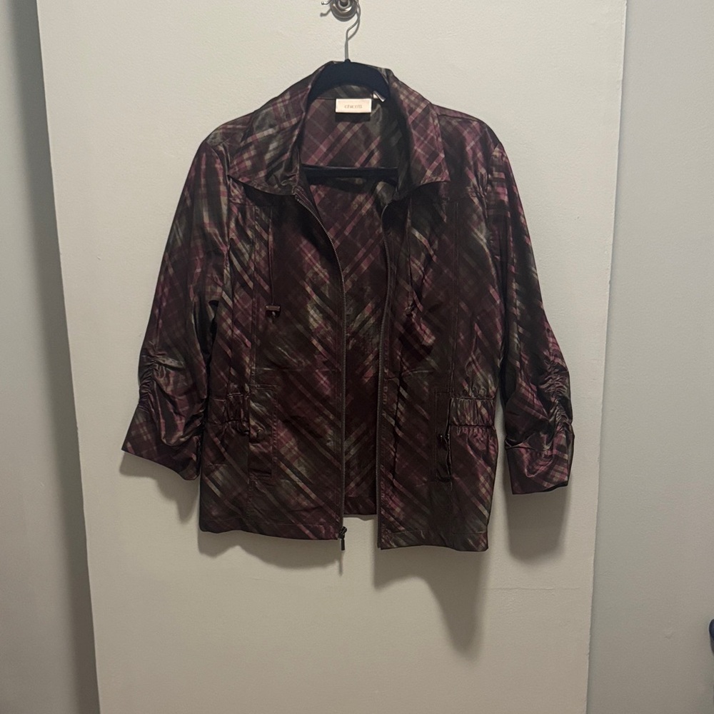 Chico's Plum Plaid Lightweight Jacket